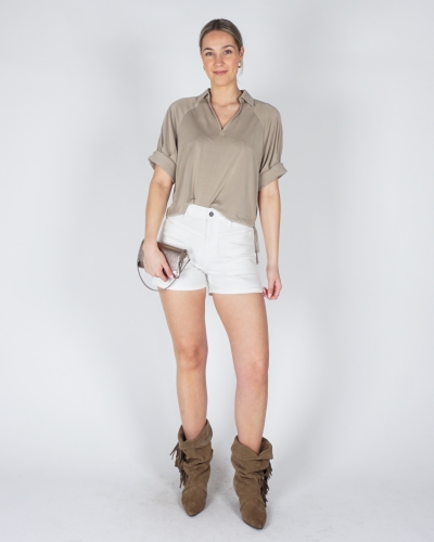 JERSEY TOP MET PLOOIMOUWEN BEIGE