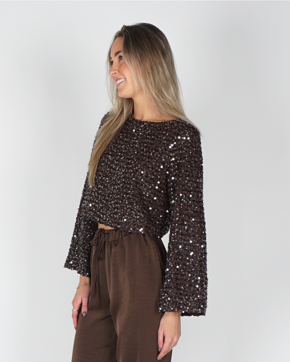 PAILLETTEN TOP BRUIN