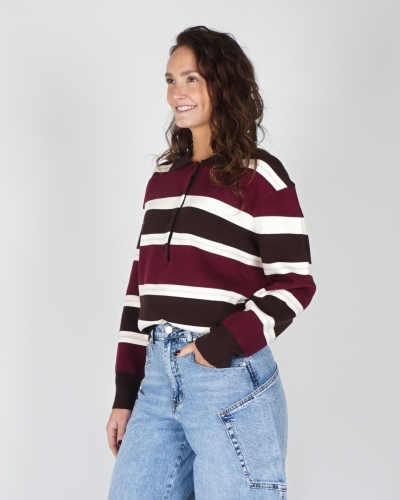 KNITTED POLO BRUIN/BORDEAUX