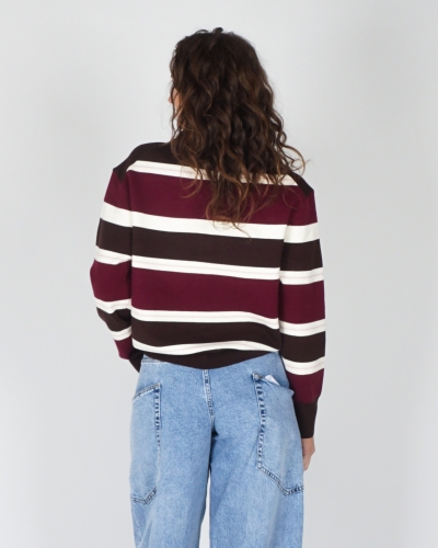 KNITTED POLO BRUIN/BORDEAUX