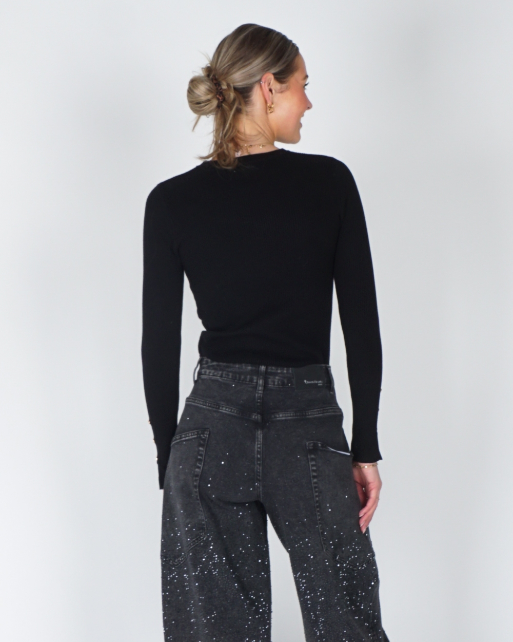 BASIC RIB TOP ZWART