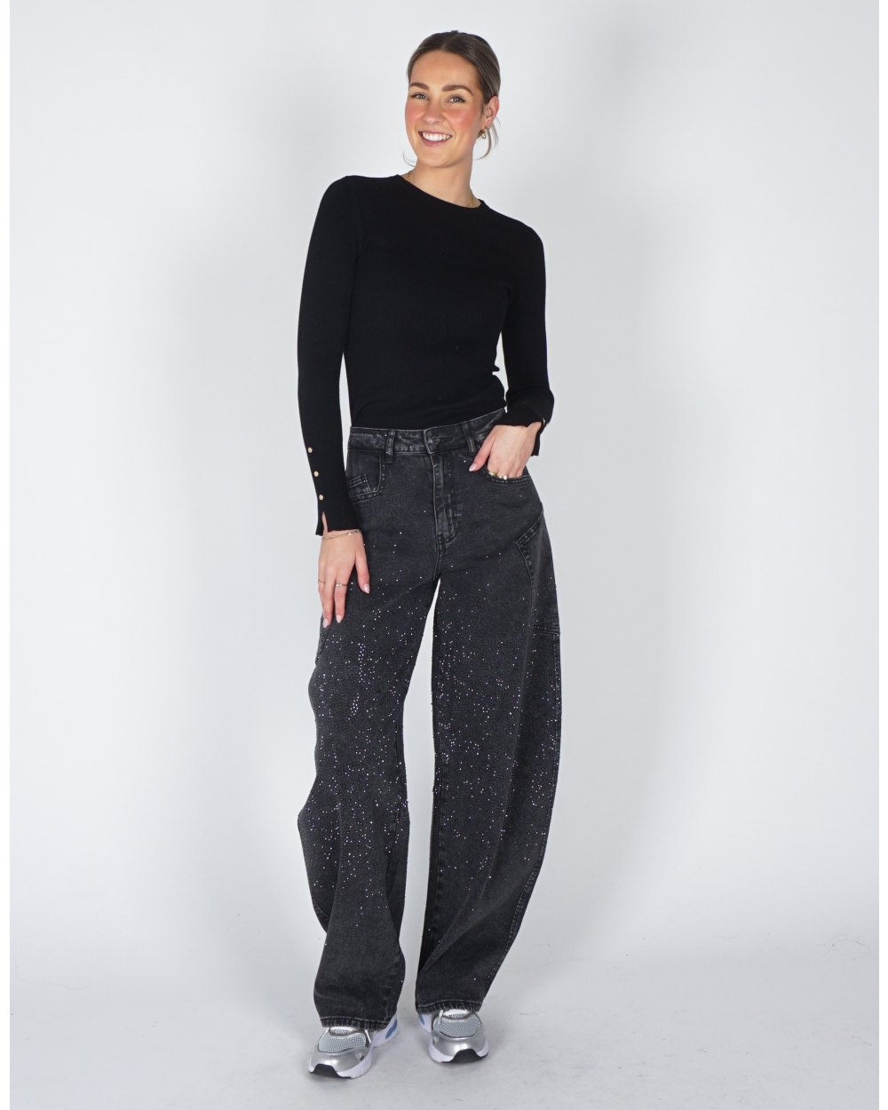 BASIC RIB TOP ZWART