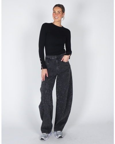 BASIC RIB TOP ZWART