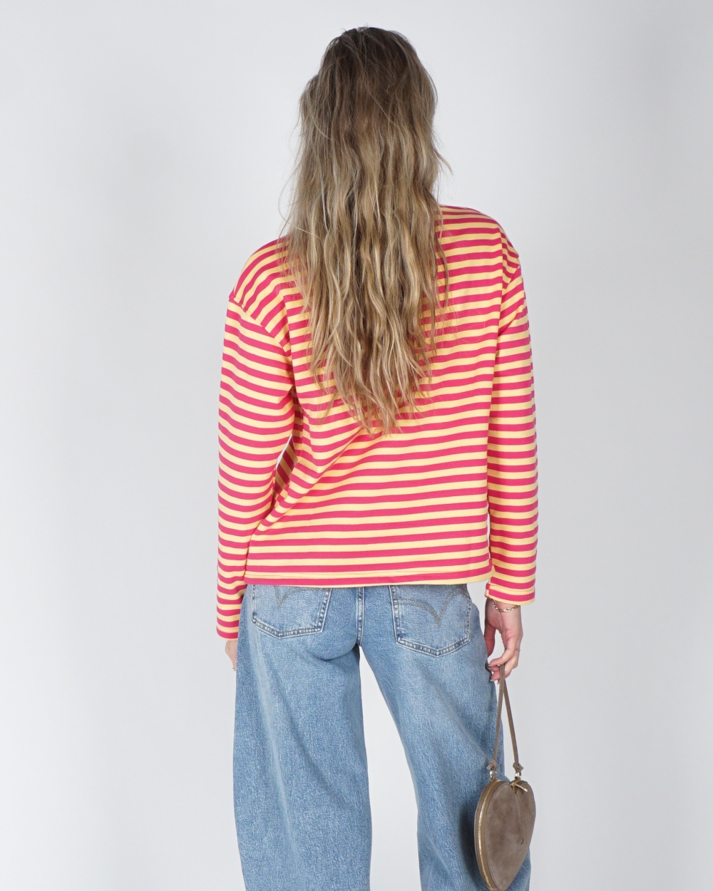 GESTREEPTE LONGSLEEVE KIM ROZE/GEEL