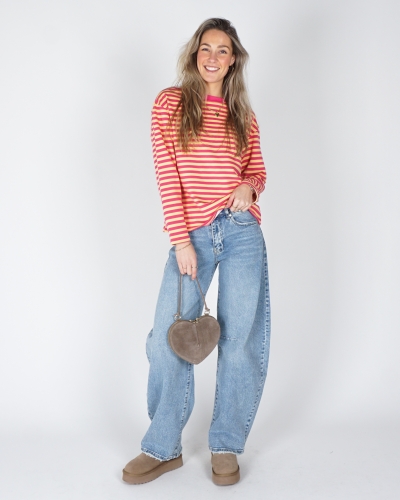 GESTREEPTE LONGSLEEVE KIM ROZE/GEEL