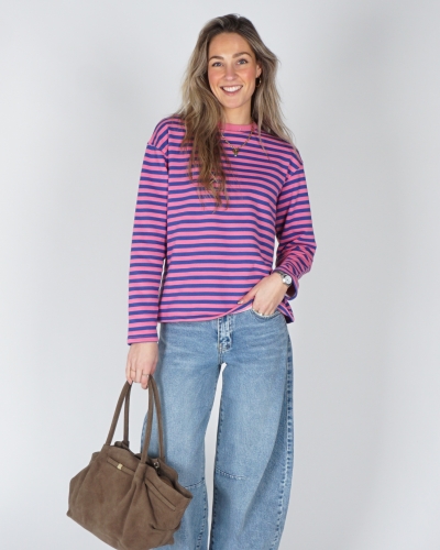Gossip GESTREEPTE LONGSLEEVE KIM ROZE/BLAUW