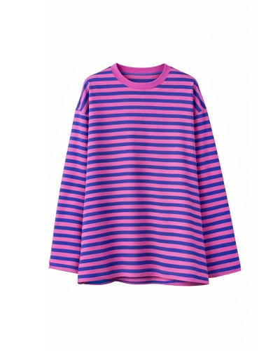 GESTREEPTE LONGSLEEVE KIM ROZE/BLAUW