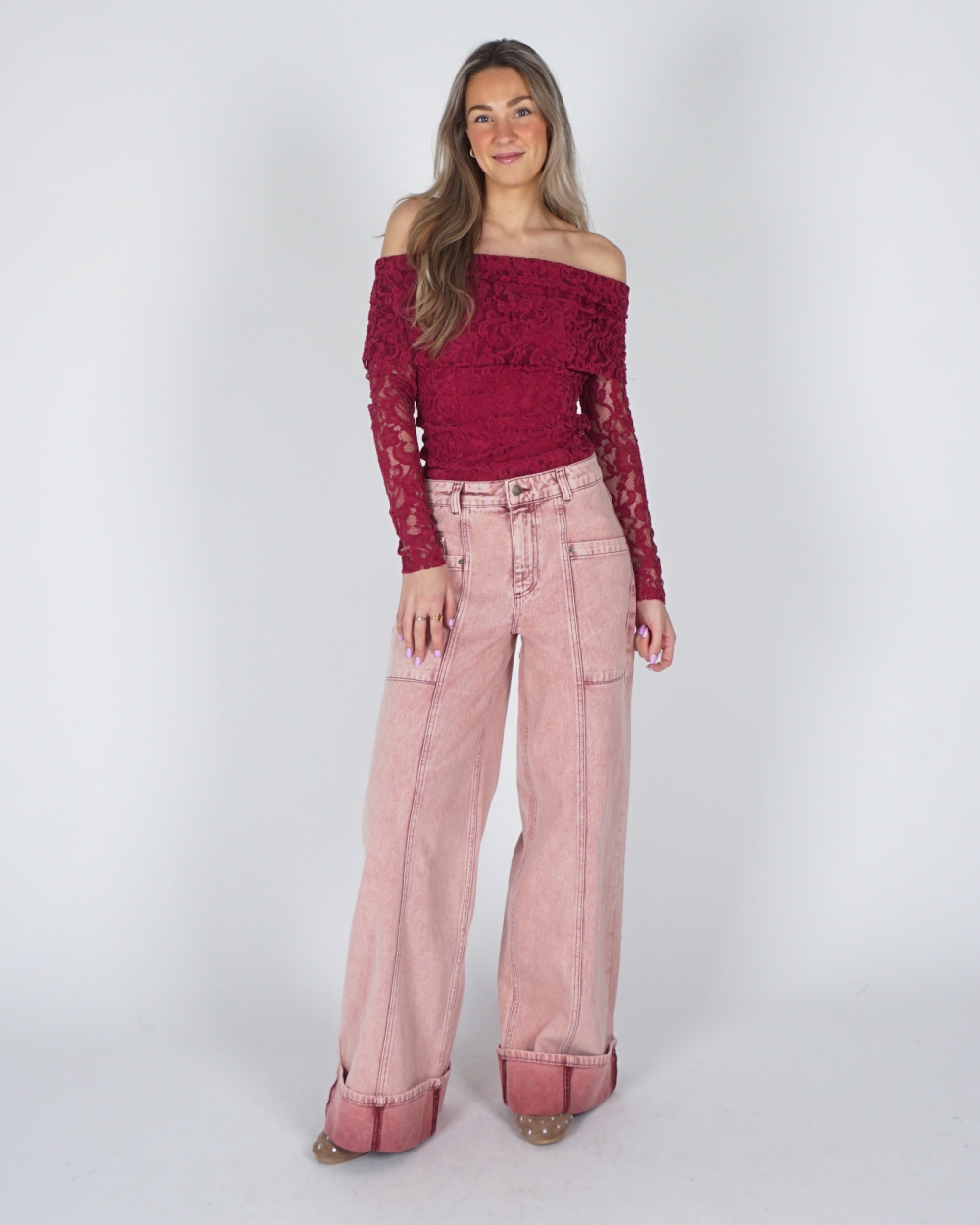 OFF SHOULDER LONGSLEEVE JENTHE FUCHSIA