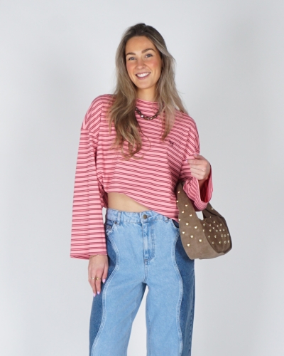 Harper & Yve GESTREEPTE LONGSLEEVE TOMMY ROZE ROOD