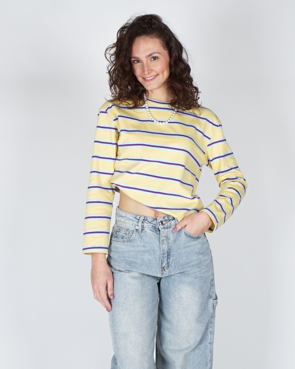 LONGSLEEVE GESTREEPT GEEL BLAUW
