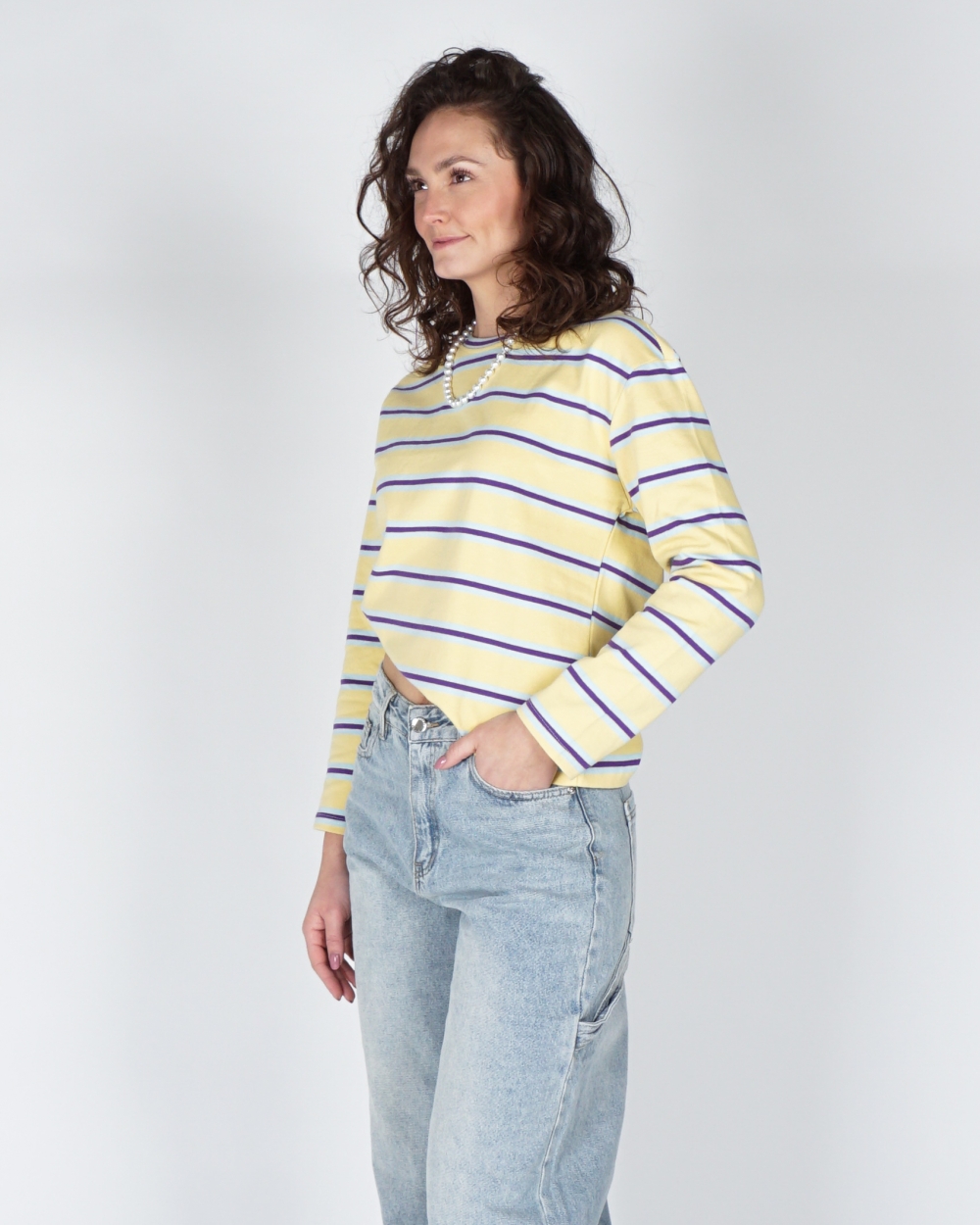 LONGSLEEVE GESTREEPT GEEL BLAUW