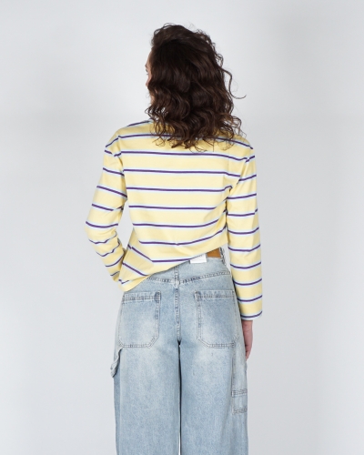 LONGSLEEVE GESTREEPT GEEL BLAUW