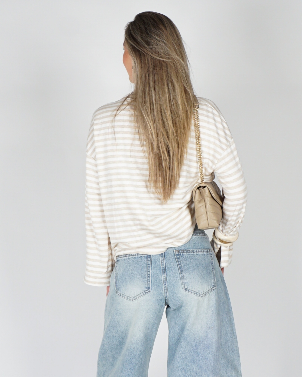 LONGESLEEVE GESTREEPT BEIGE\ECRU