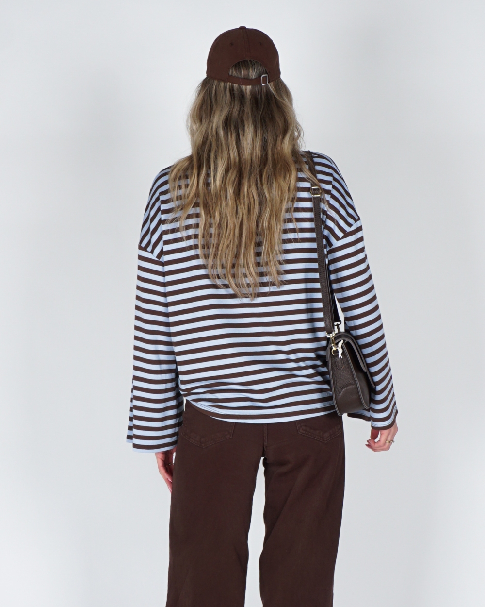 LONGSLEEVE GESTREEPT BRUIN/BLAUW