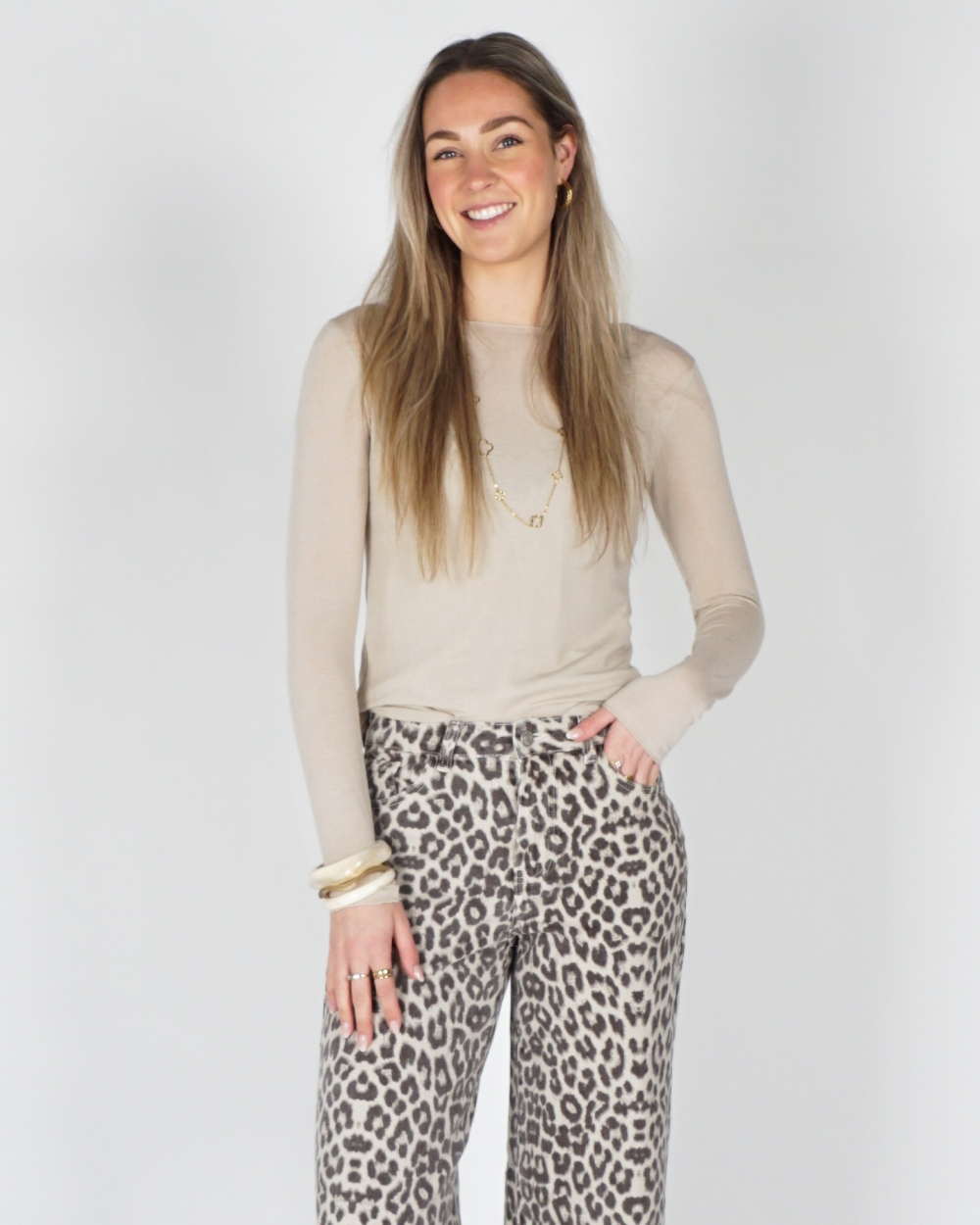 CASHMERE BLEND TOP BEIGE