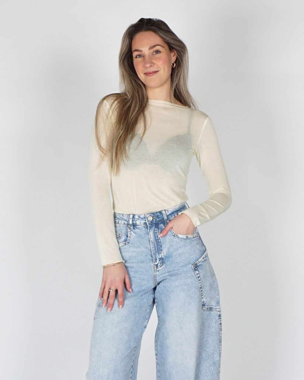 CASHMERE BLEND TOP LICHTGEEL