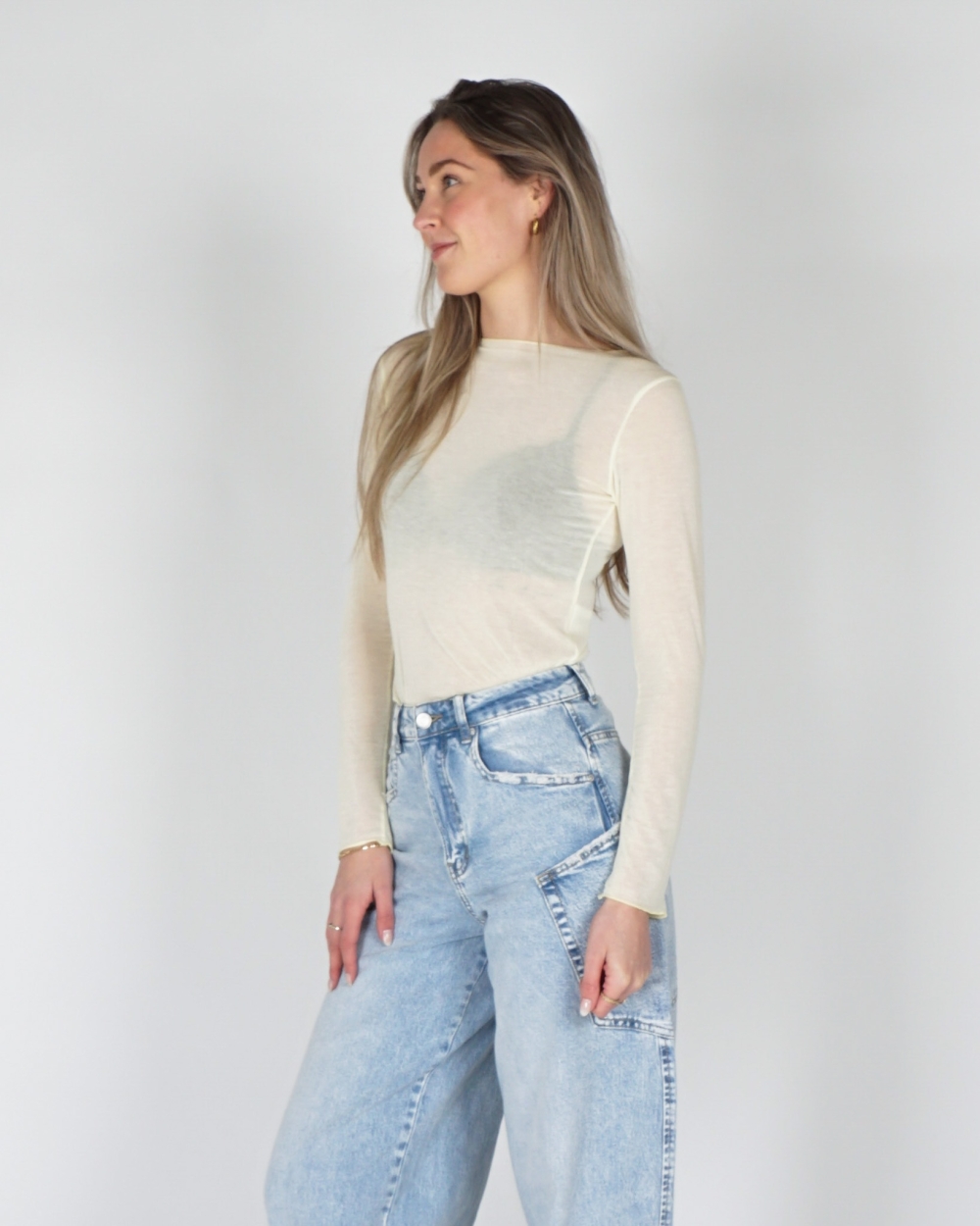 CASHMERE BLEND TOP LICHTGEEL