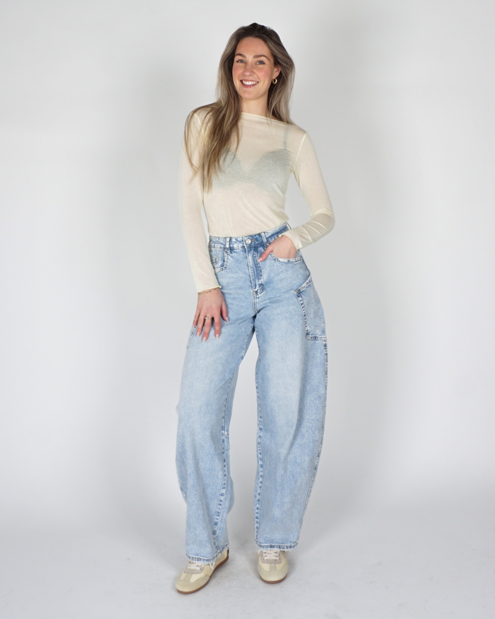CASHMERE BLEND TOP LICHTGEEL