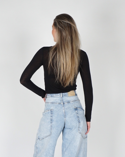 CASHMERE BLEND TOP ZWART