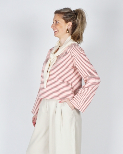 LONGSLEEVE KRESTIANE GESTREEPT ROZE ECRU
