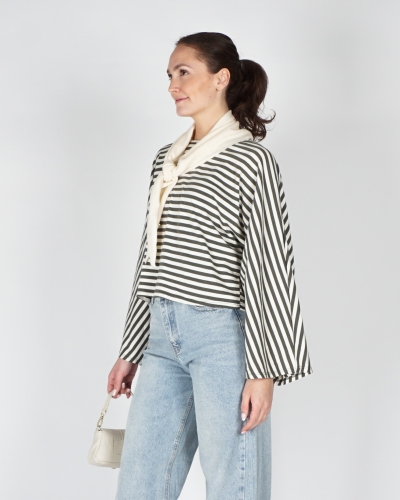 Gossip GESTREEPTE LONGSLEEVE BATWING ECRU GROEN