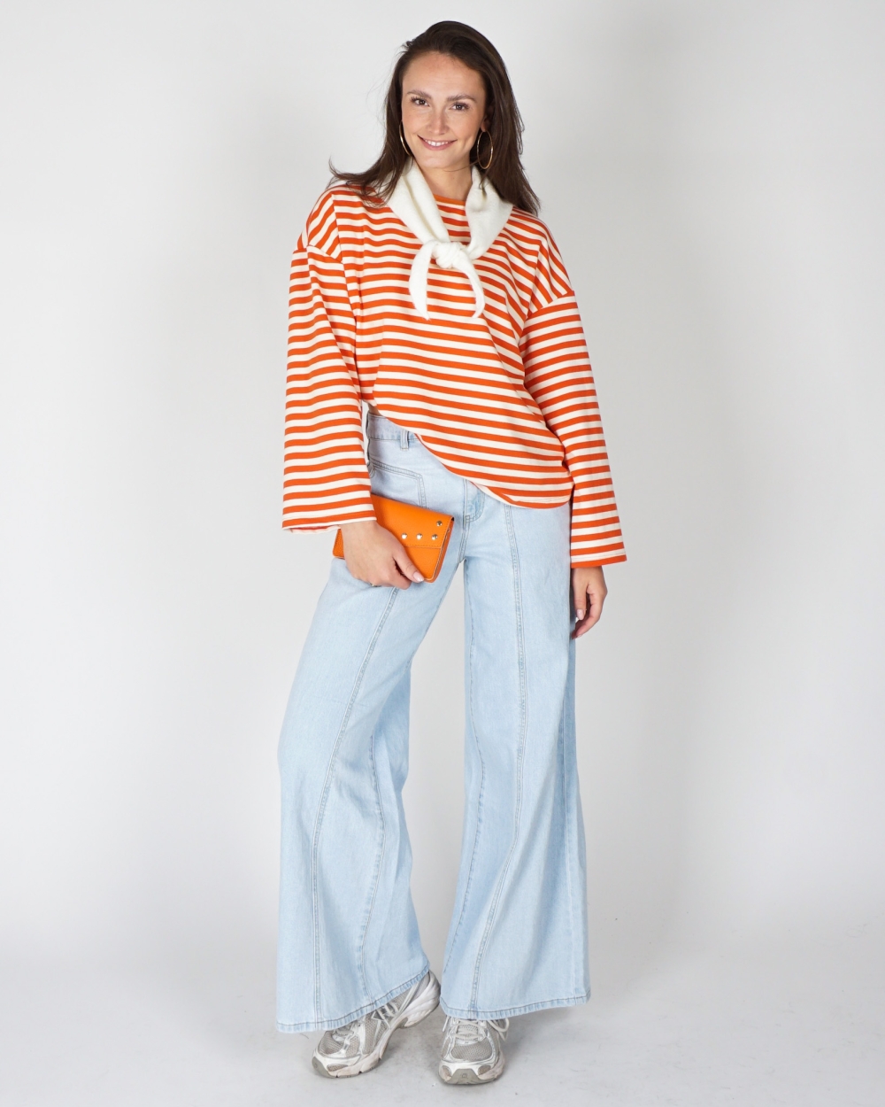LONGSLEEVE GESTREEPT ORANJE