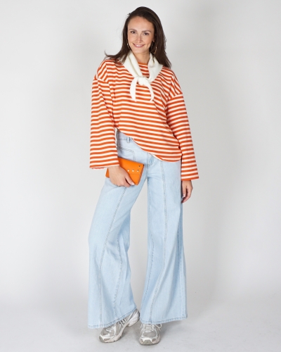 LONGSLEEVE GESTREEPT ORANJE