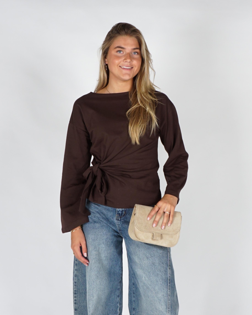 Gossip LONGSLEEVE MET STRIKDETAIL Bruin