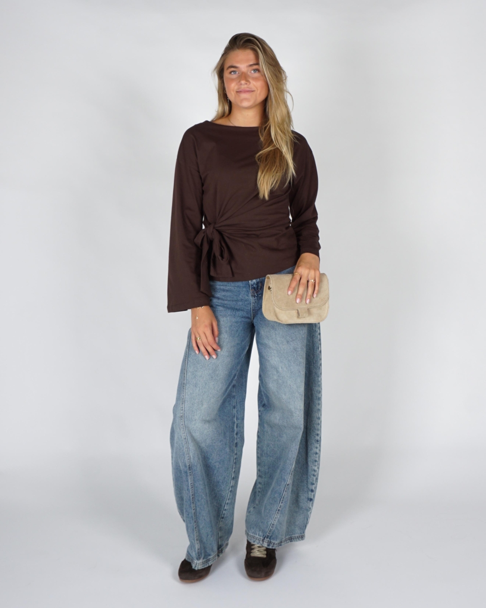 Gossip LONGSLEEVE MET STRIKDETAIL Bruin