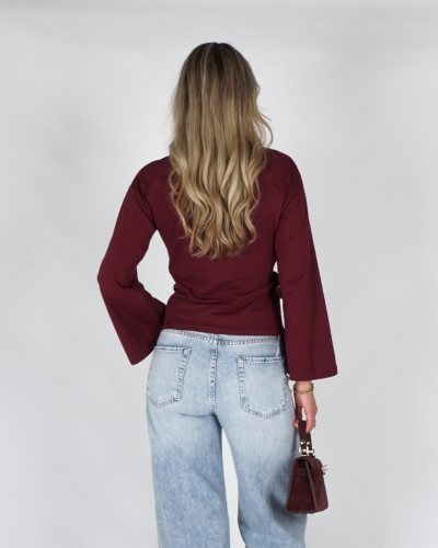 Gossip LONGSLEEVE MET STRIKDETAIL Bordeaux