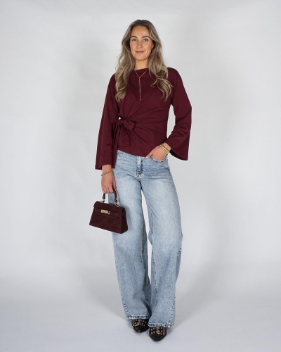 Gossip LONGSLEEVE MET STRIKDETAIL Bordeaux