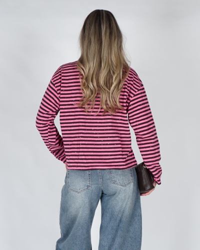 Gossip LONGSLEEVE STREEP EN STRASS Bruin
