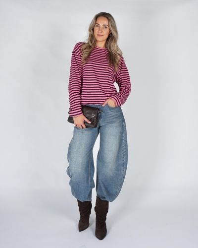 Gossip LONGSLEEVE STREEP EN STRASS Bruin