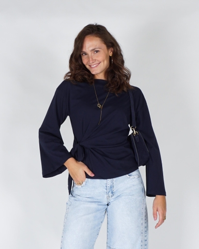 Gossip LONGSLEEVE MET STRIKDETAIL Donkerblauw