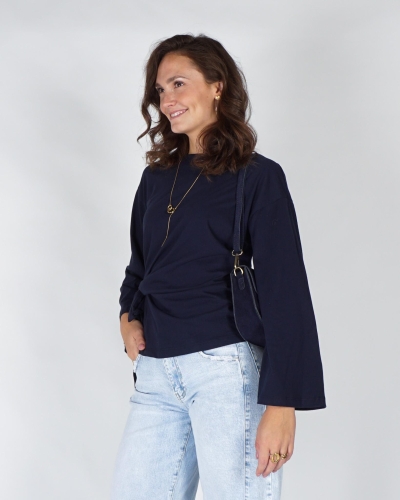 Gossip LONGSLEEVE MET STRIKDETAIL Donkerblauw