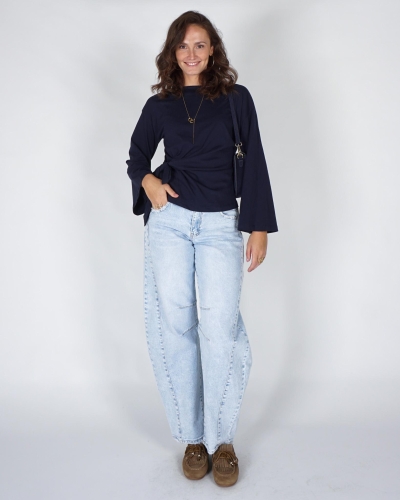 Gossip LONGSLEEVE MET STRIKDETAIL Donkerblauw