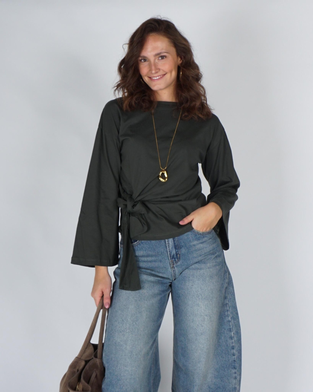 Gossip LONGSLEEVE MET STRIKDETAIL Groen