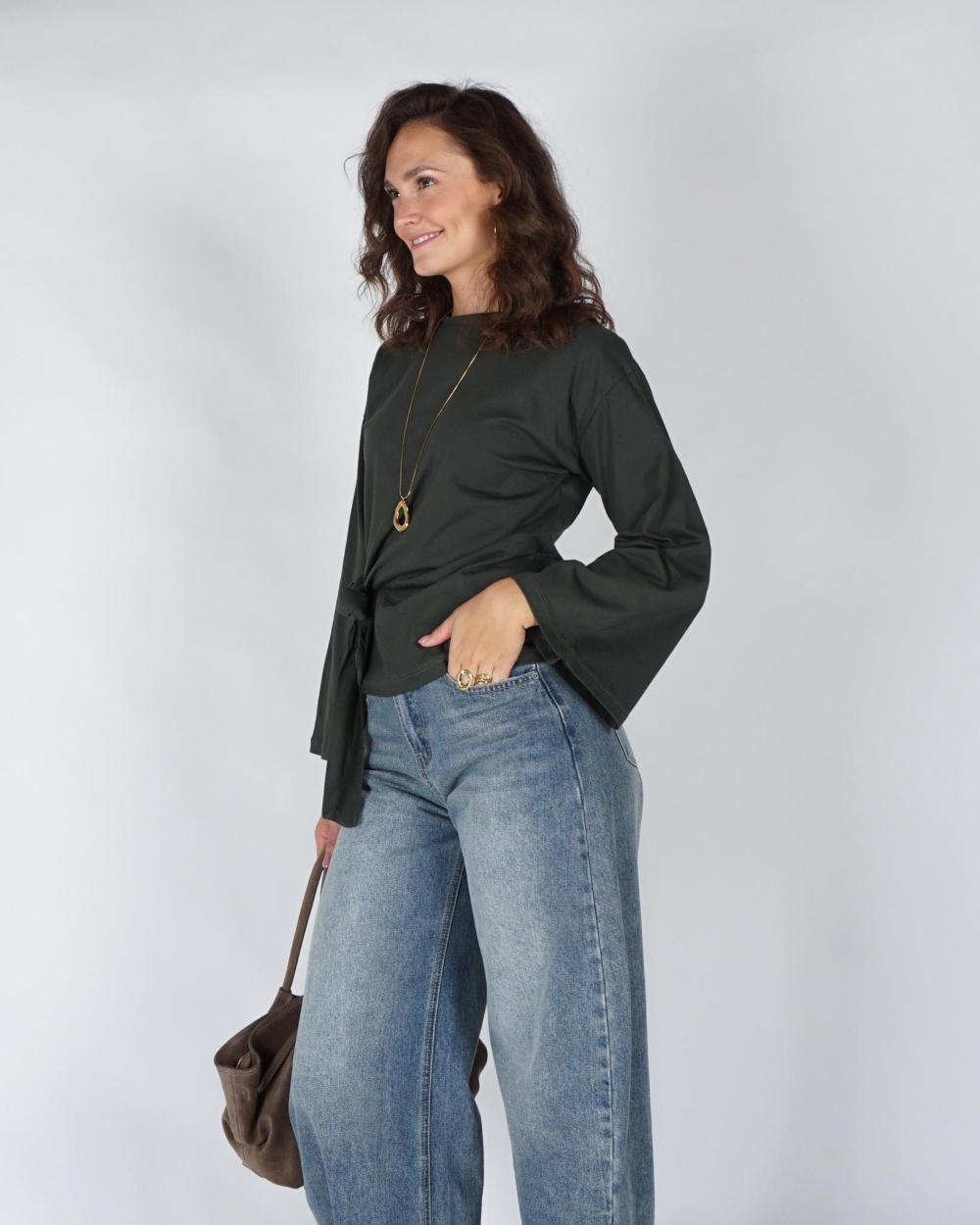 Gossip LONGSLEEVE MET STRIKDETAIL Groen