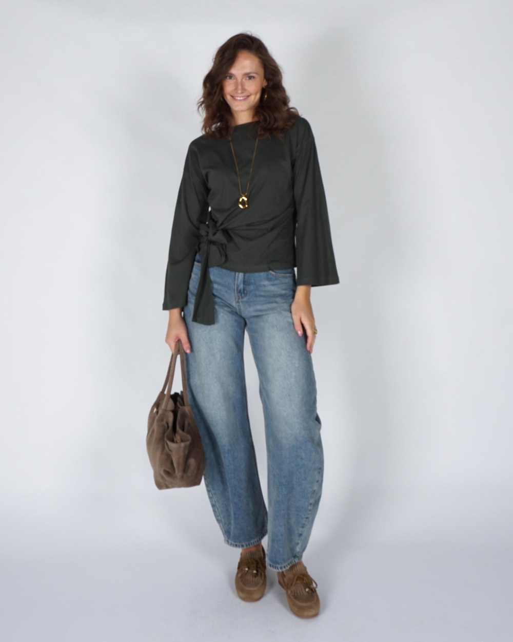 Gossip LONGSLEEVE MET STRIKDETAIL Groen