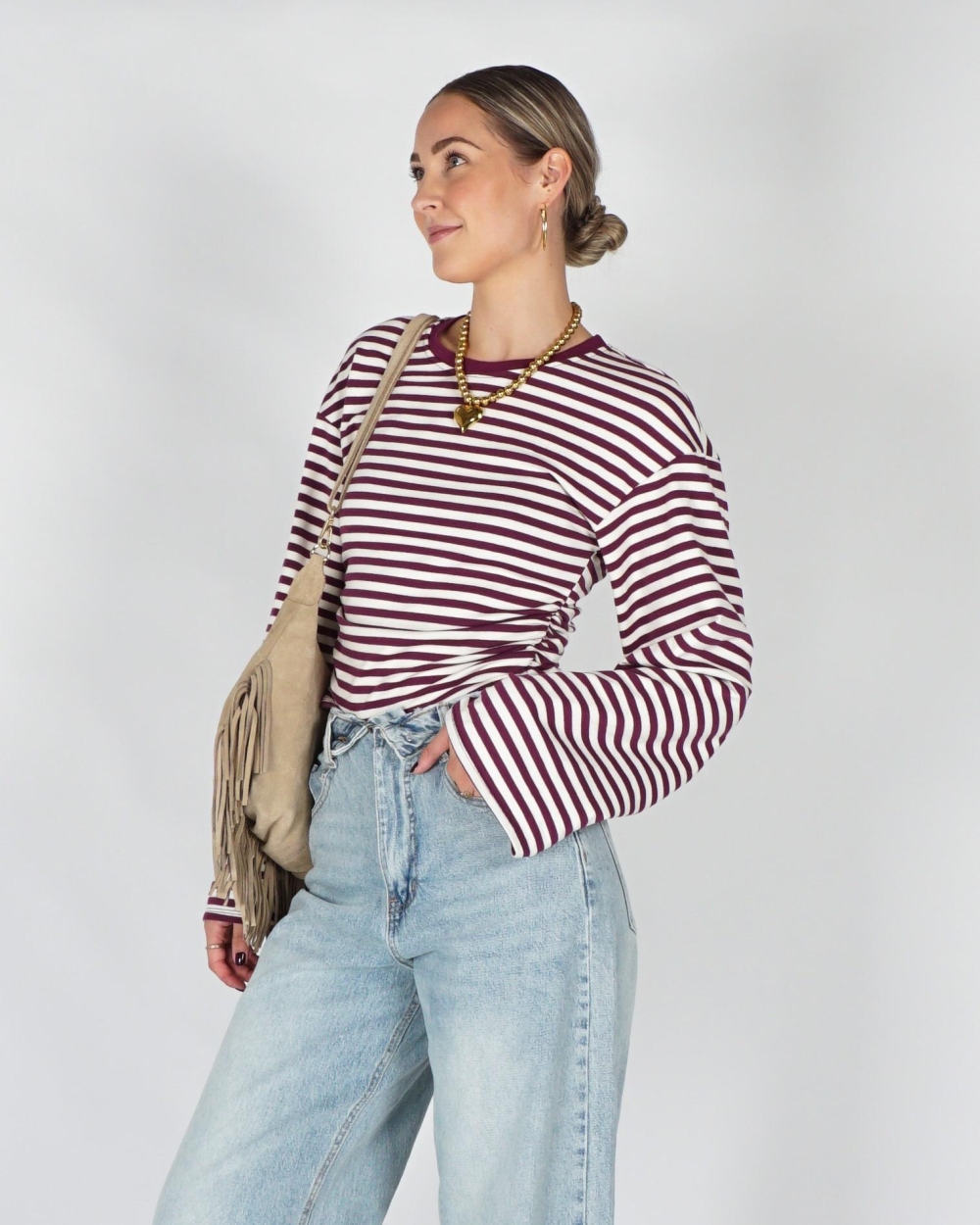 Gossip FITTED LONGSLEEVE GESTREEPT Paars