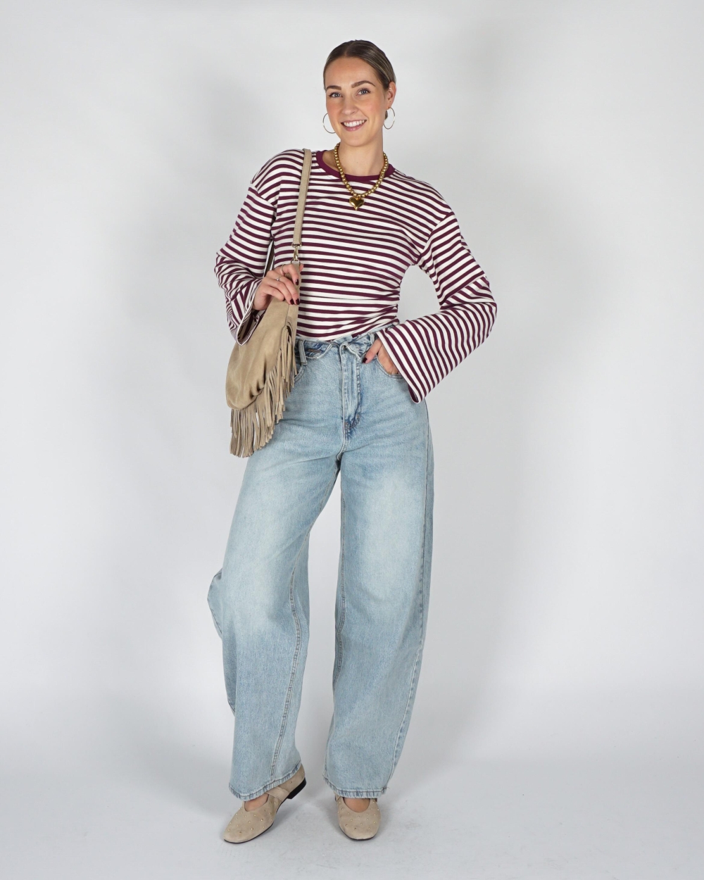 Gossip FITTED LONGSLEEVE GESTREEPT Paars
