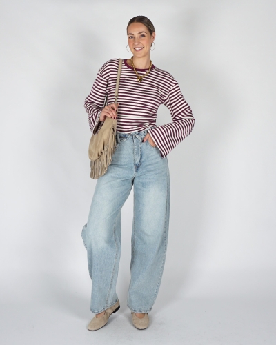 Gossip FITTED LONGSLEEVE GESTREEPT Paars