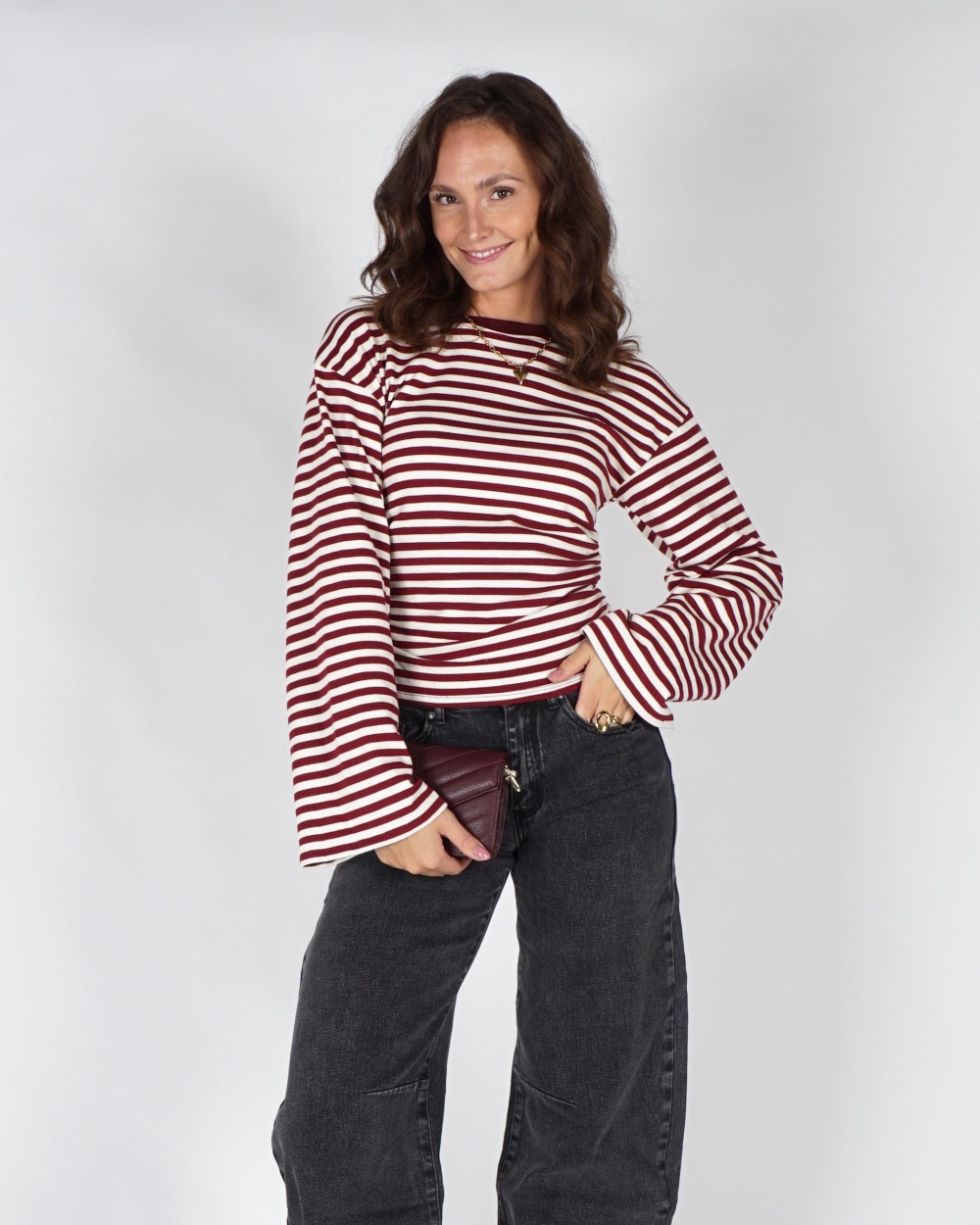 Gossip FITTED LONGSLEEVE GESTREEPT Bordeaux