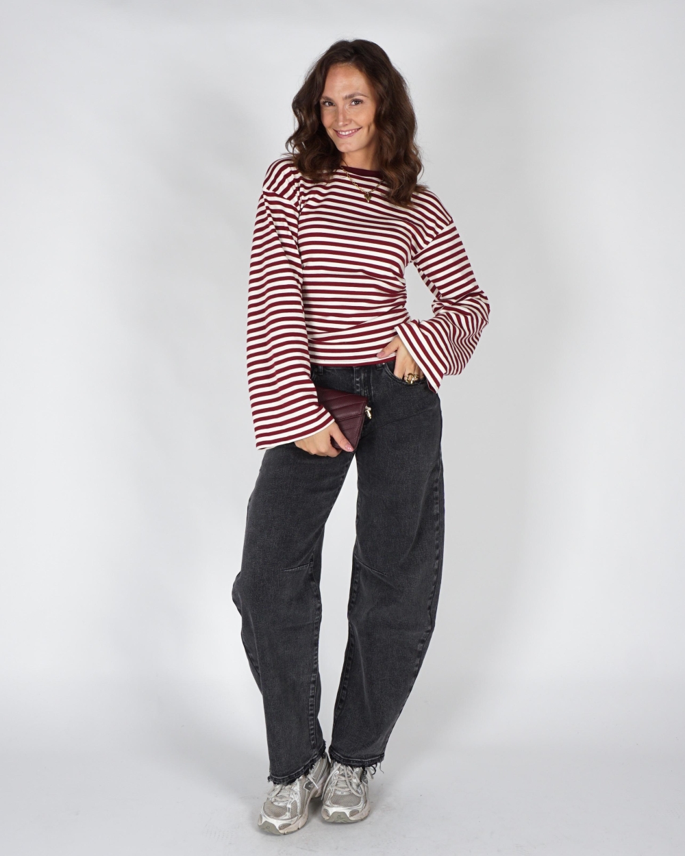 Gossip FITTED LONGSLEEVE GESTREEPT Bordeaux