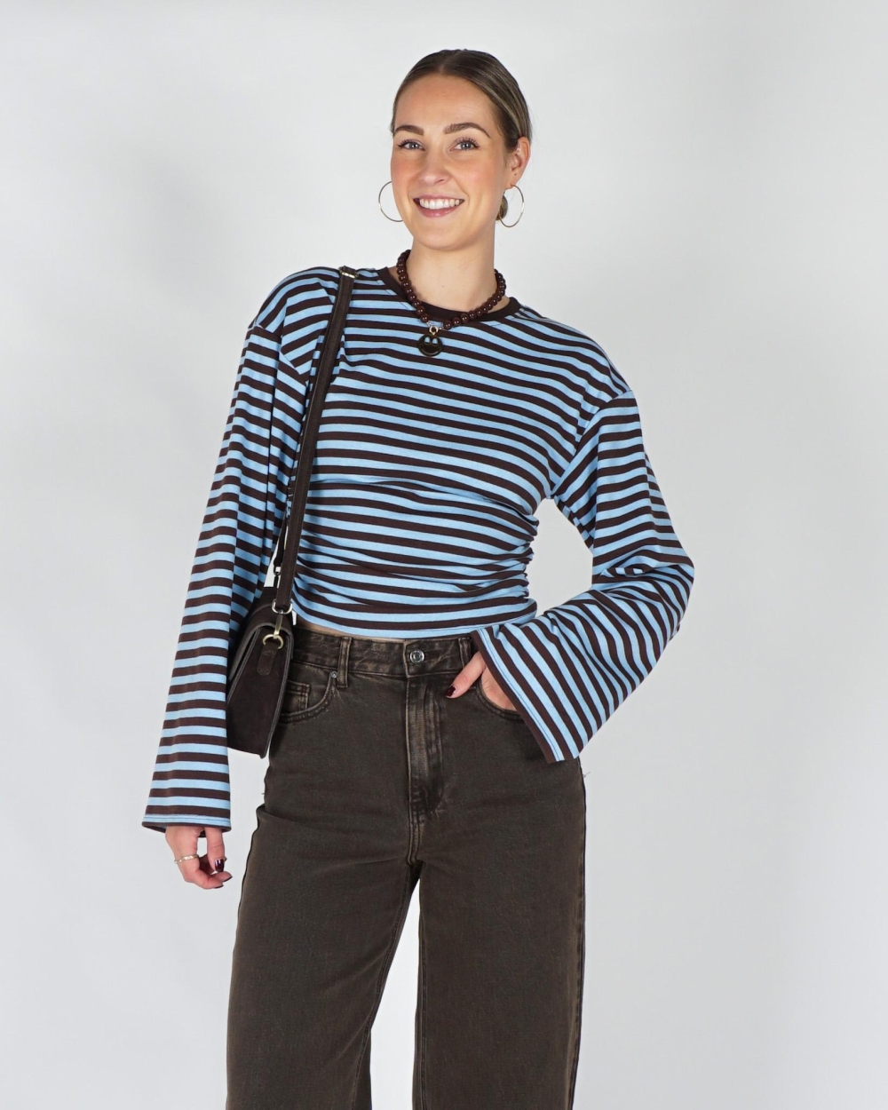 Gossip FITTED LONGSLEEVE GESTREEPT Bruin