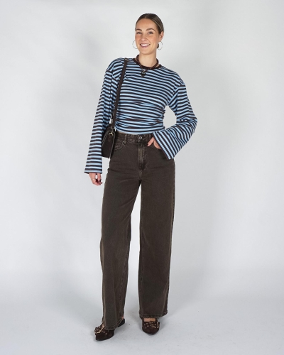 Gossip FITTED LONGSLEEVE GESTREEPT Bruin