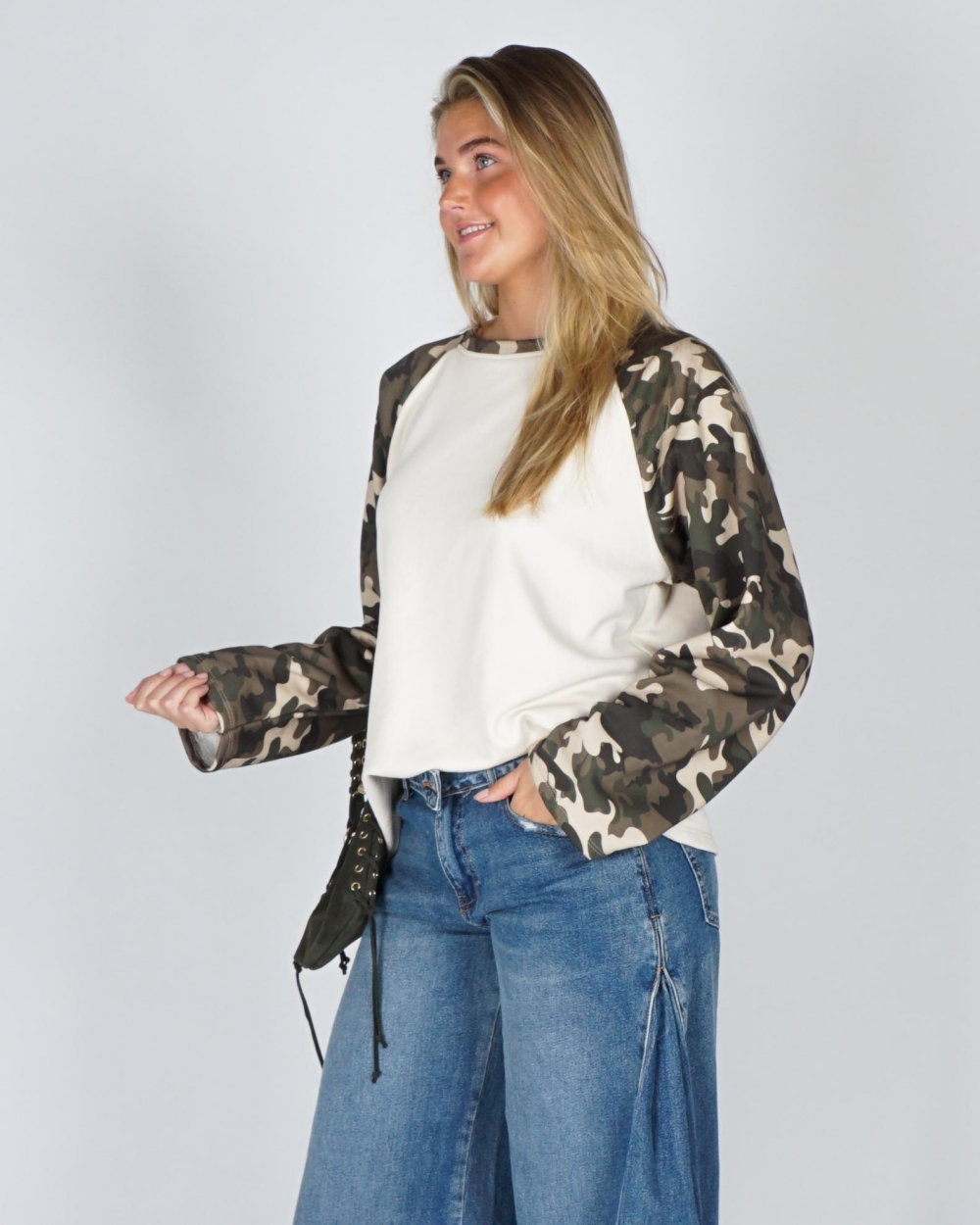 Gossip LONGSLEEVE MET CAMOUFLAGE PRINT Ecru
