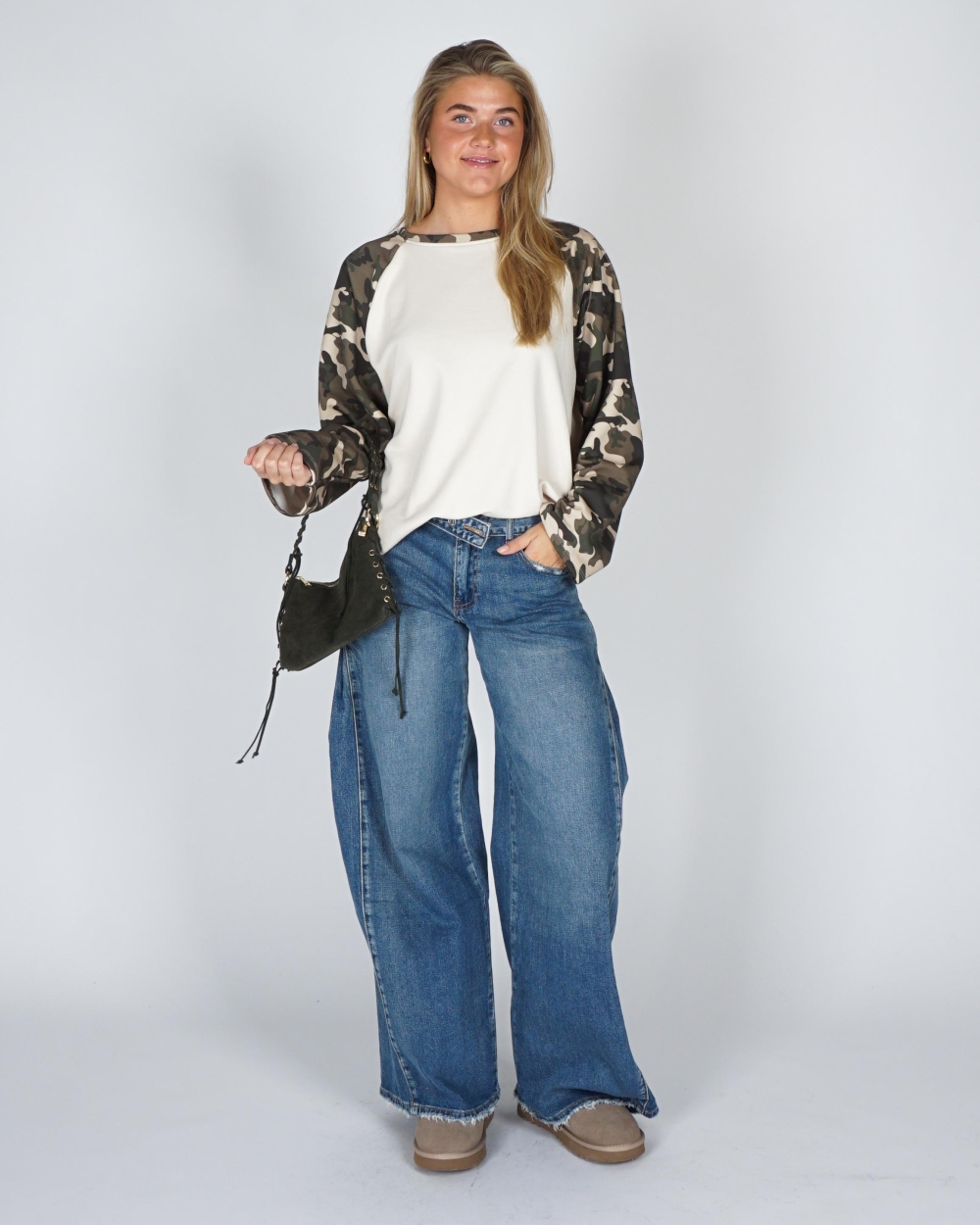 Gossip LONGSLEEVE MET CAMOUFLAGE PRINT Ecru