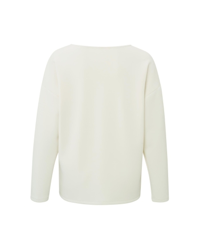 SWEATSHIRT WITH DEEP V-NECK ECRU
