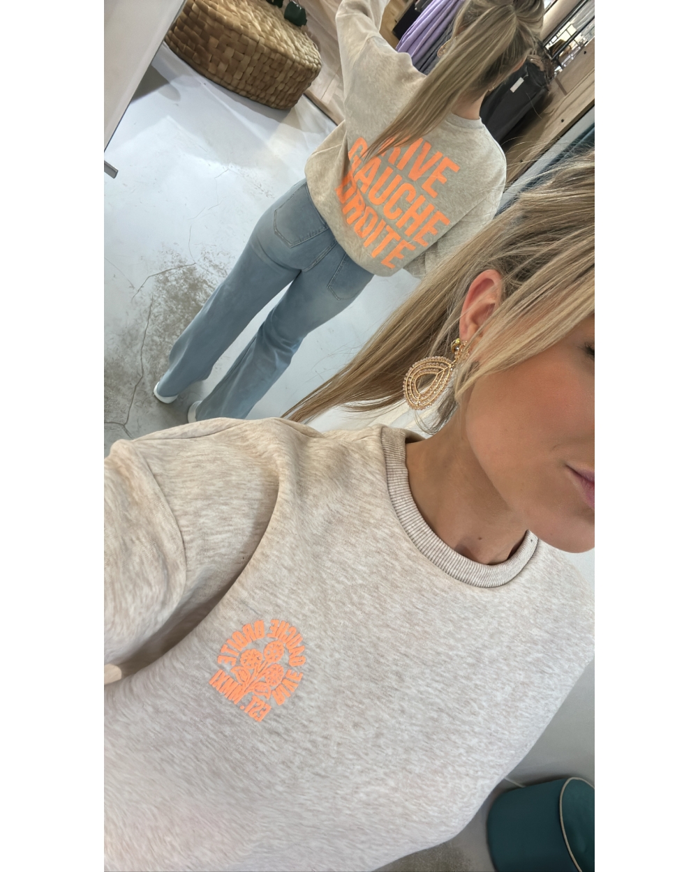 Beige sweater rive gauche droite